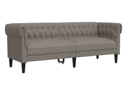 Sofá Chesterfield de 3 plazas tela gris taupe