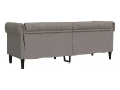 Sofá Chesterfield de 3 plazas tela gris taupe