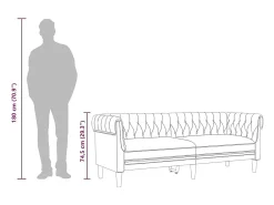 Sofá Chesterfield de 3 plazas tela gris taupe