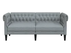 Sofá Chesterfield de 2 plazas tela gris claro