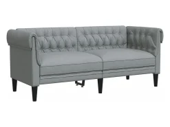 Sofá Chesterfield de 2 plazas tela gris claro