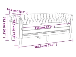 Sofá Chesterfield de 2 plazas tela gris claro