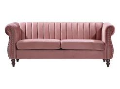 Sofá chesterfield de 3 plazas de terciopelo rojo viejo TRUMBO