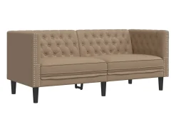 Sofá Chesterfield de 2 plazas cuero artificial marrón capuchino