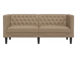 Sofá Chesterfield de 2 plazas cuero artificial marrón capuchino