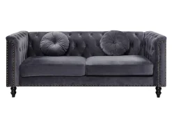 Sofá chesterfield de 3 plazas de terciopelo antracita TURNER