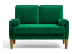 Sofá con 2 escandinavos 2 asientos, mini sofá de brazo enrollado en terciopelo de loveseat, sillón de sala de estar con reposabrazos, 121x77x87cm - verde
