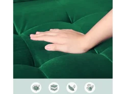 Sofá con 2 escandinavos 2 asientos, mini sofá de brazo enrollado en terciopelo de loveseat, sillón de sala de estar con reposabrazos, 121x77x87cm - verde