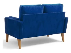 Sofá con 2 escandinavos 2 asientos, mini sofá de sillón en terciopelo de loveseat, sillón de sala de estar con reposabrazos, 121x77x87cm - azul