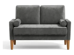 Sofá con 2 escandinavos 2 plazas, mini sofá de brazo enrollado en terciopelo de loveseat, sillón de sala de estar con reposabrazos, 121x77x87cm - gris