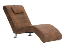 Sofá con almohada de piel de ante artificial marrón ES73644