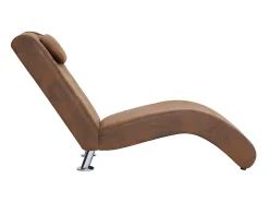Sofá con almohada de piel de ante artificial marrón ES73644