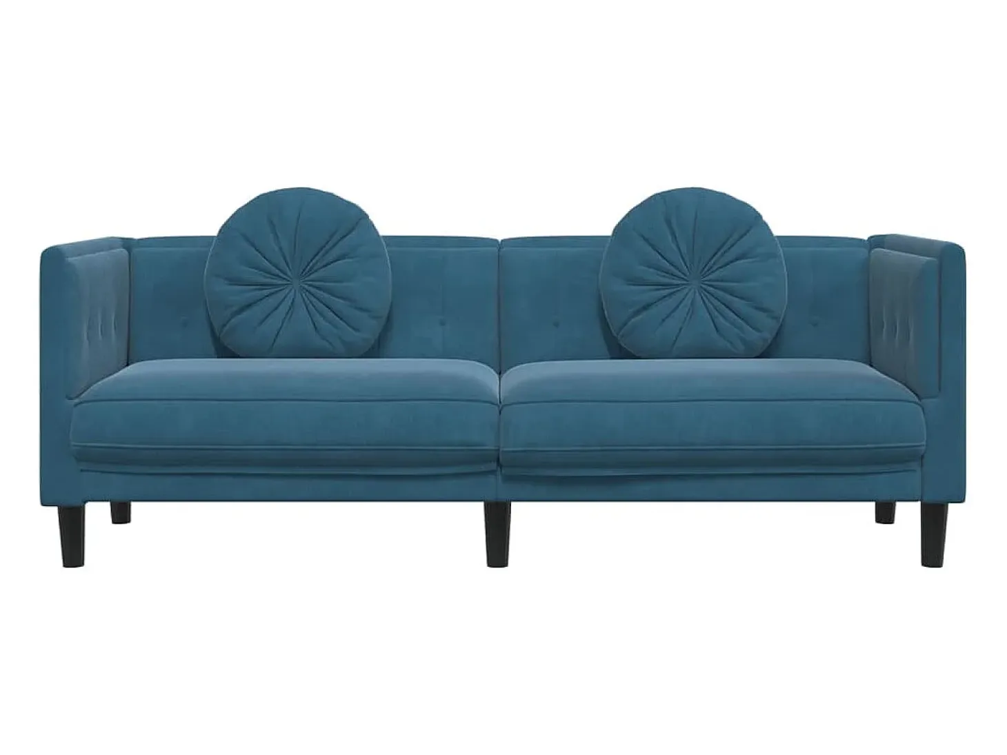 Sofá con cojines 3 plazas terciopelo azul