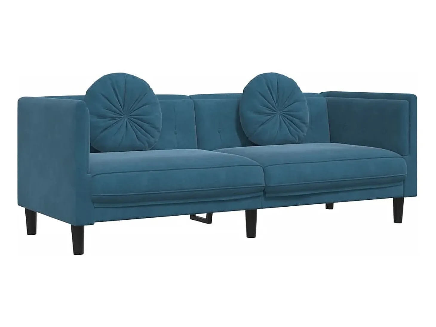 Sofá con cojines 3 plazas terciopelo azul