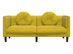 Sofá con cojines 2 plazas terciopelo amarillo
