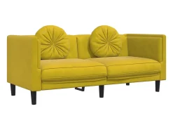 Sofá con cojines 2 plazas terciopelo amarillo