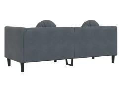 Sofá con cojines 3 plazas terciopelo gris oscuro