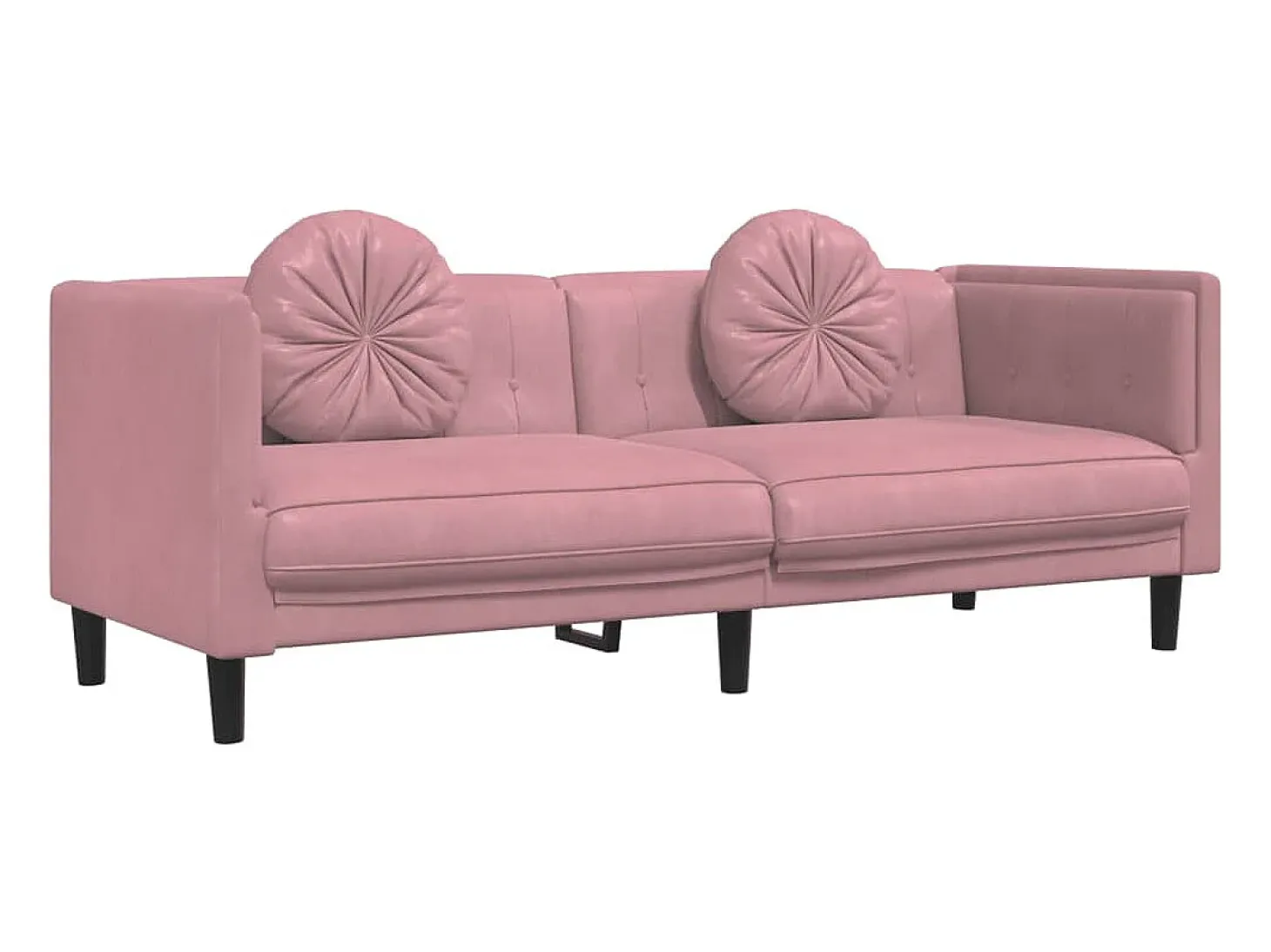 Sofá con cojines 3 plazas terciopelo rosa