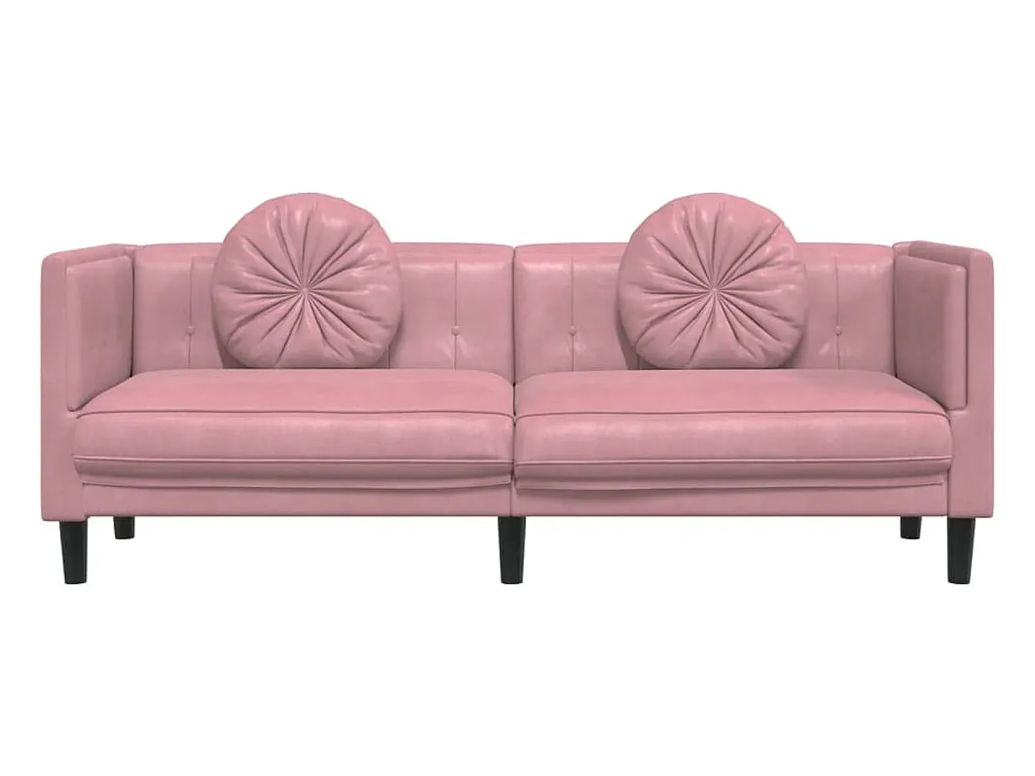 Sofá con cojines 3 plazas terciopelo rosa