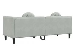 Sofá con cojines de 3 plazas terciopelo gris claro