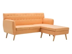 Sofá con forma de L tapizado tela naranja 171,5x138x81,5 cm