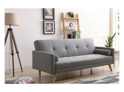Sofá convertible 3 plazas de tela gris WOODEN