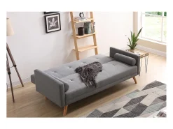 Sofá convertible 3 plazas de tela gris WOODEN