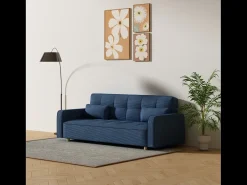 Sofá convertible 3 plazas en pana azul COPENHAGUE