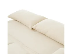 Sofá convertible con brazos y respaldo regulable - lino beige - para salón y dormitorio
