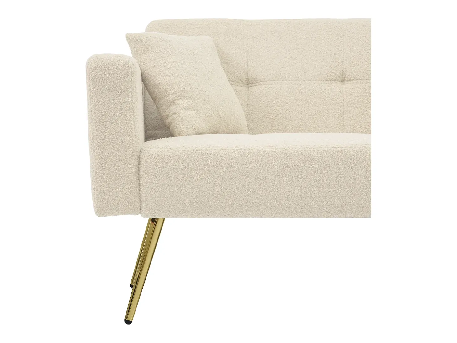 Sofá convertible con respaldo regulable - 2 plazas - Tejido de rizo francés - Beige
