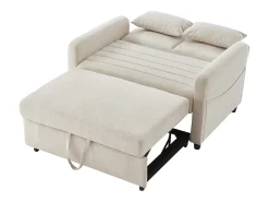 Sofá convertible doble 114 x 77 x 82.5 cm - respaldo ajustable en tres niveles - tejido de algodón y lino - beige
