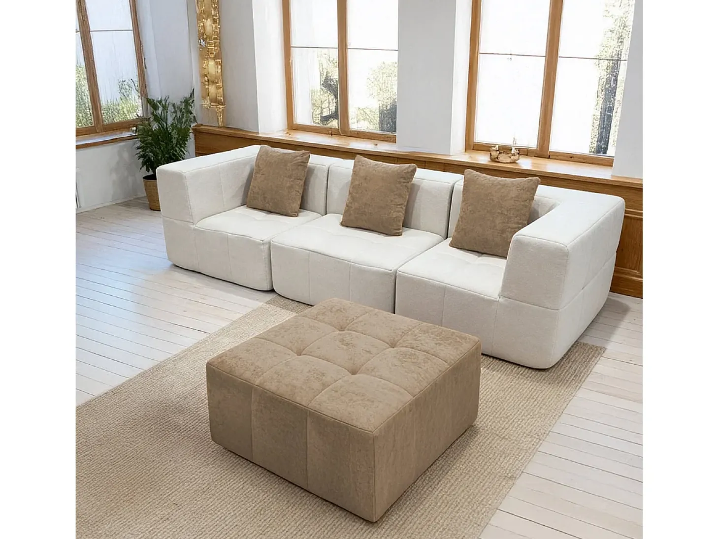 Sofá convertible Eden Completo 3 plazas - blanco arena