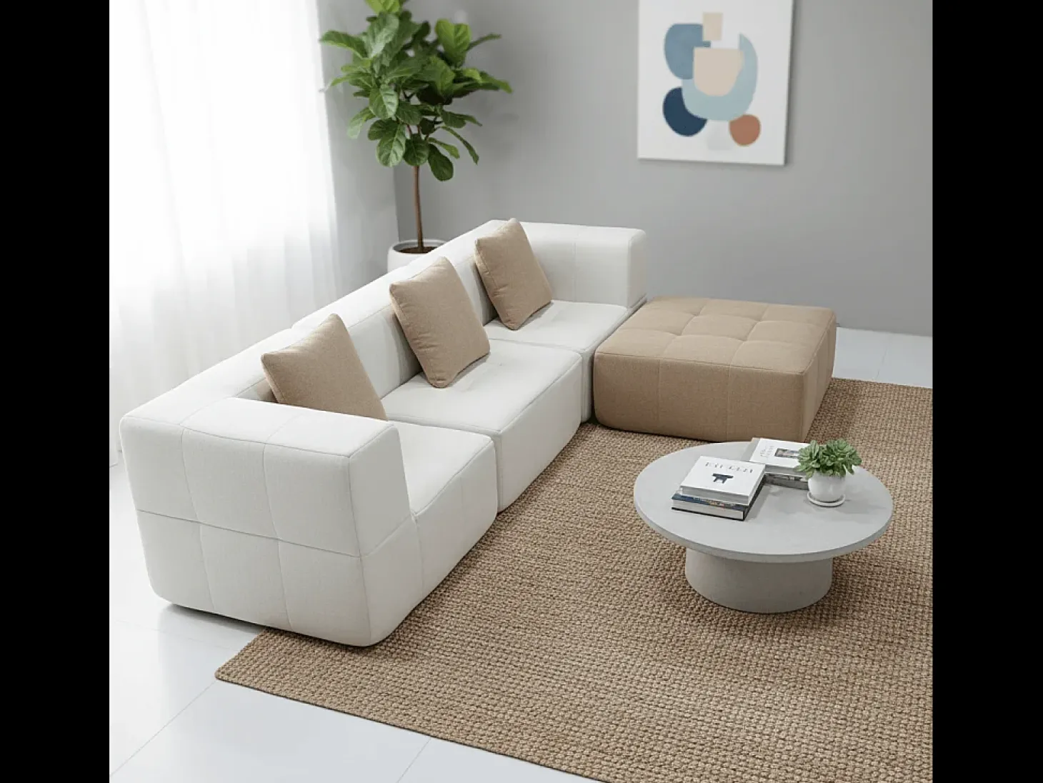 Sofá convertible Eden Completo 3 plazas - blanco arena