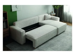 Sofá convertible esquinero 4 plazas de pana beige COSY