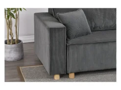 Sofá convertible esquinero 4 plazas de pana gris COSY