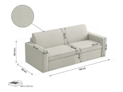 Sofá convertible Express "Diana" de tela - Zona de descanso de 140 cm - 3 plazas - Beige