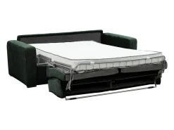 Sofá convertible Express MONDOVI en pana verde, superficie de descanso de 160 cm, colchón de 16 cm