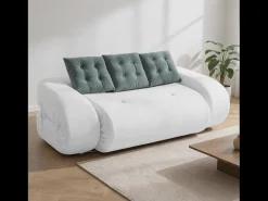 Sofá convertible Okoa 2 plazas - blanco y salvia