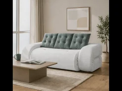 Sofá convertible Okoa 2 plazas - blanco y salvia