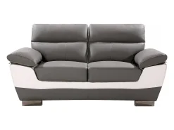 Sofá cuero reconstituido / PVC Dallas - 2 plazas Gris/Blanco