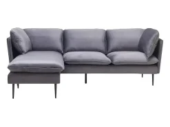 Sofá de 3 palzas esquinero modular de terciopelo gris con patas negras Sortes