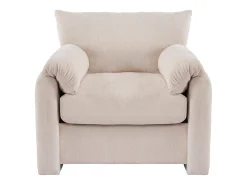 Sofá de 1 plaza con reposabrazos suaves, tela de chenilla beige - para sala de estar, dormitorio o rincón de lectura