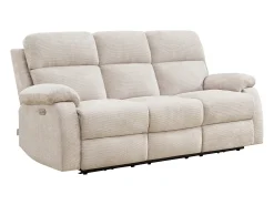 Sofá de 3 plazas, 2 plazas y sillón relax eléctrico masajeador en chenilla beige KOCENI