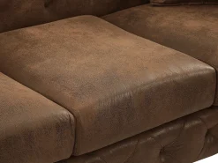 Sofá de 3 plazas chesterfield de microfibra con acabado de piel envejecida capitoné EDWINA
