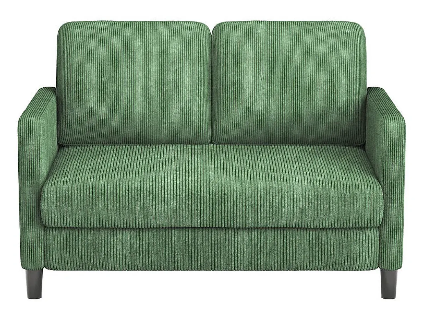 Sofá de 2 plazas cómodo en terciopelo acanalado Verde - 58cm de profundidad de asiento - carga máxima 300kg - 129x78x89cm