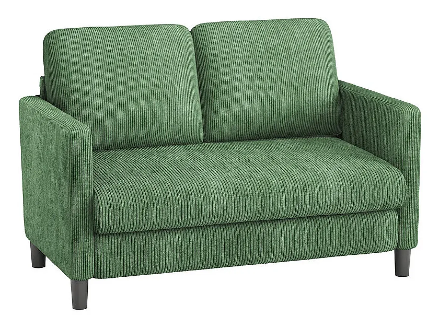 Sofá de 2 plazas cómodo en terciopelo acanalado Verde - 58cm de profundidad de asiento - carga máxima 300kg - 129x78x89cm