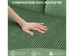 Sofá de 2 plazas cómodo en terciopelo acanalado Verde - 58cm de profundidad de asiento - carga máxima 300kg - 129x78x89cm