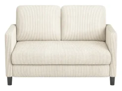 Sofá de 2 plazas cómodo en terciopelo acanalado Beige - 58cm de profundidad de asiento - carga máxima 300kg - 129x78x89cm