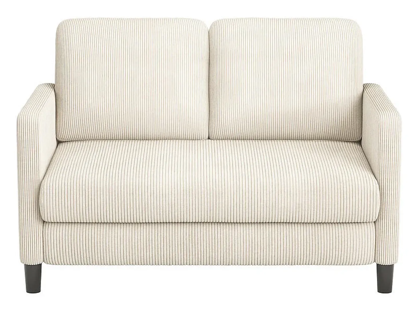 Sofá de 2 plazas cómodo en terciopelo acanalado Beige - 58cm de profundidad de asiento - carga máxima 300kg - 129x78x89cm