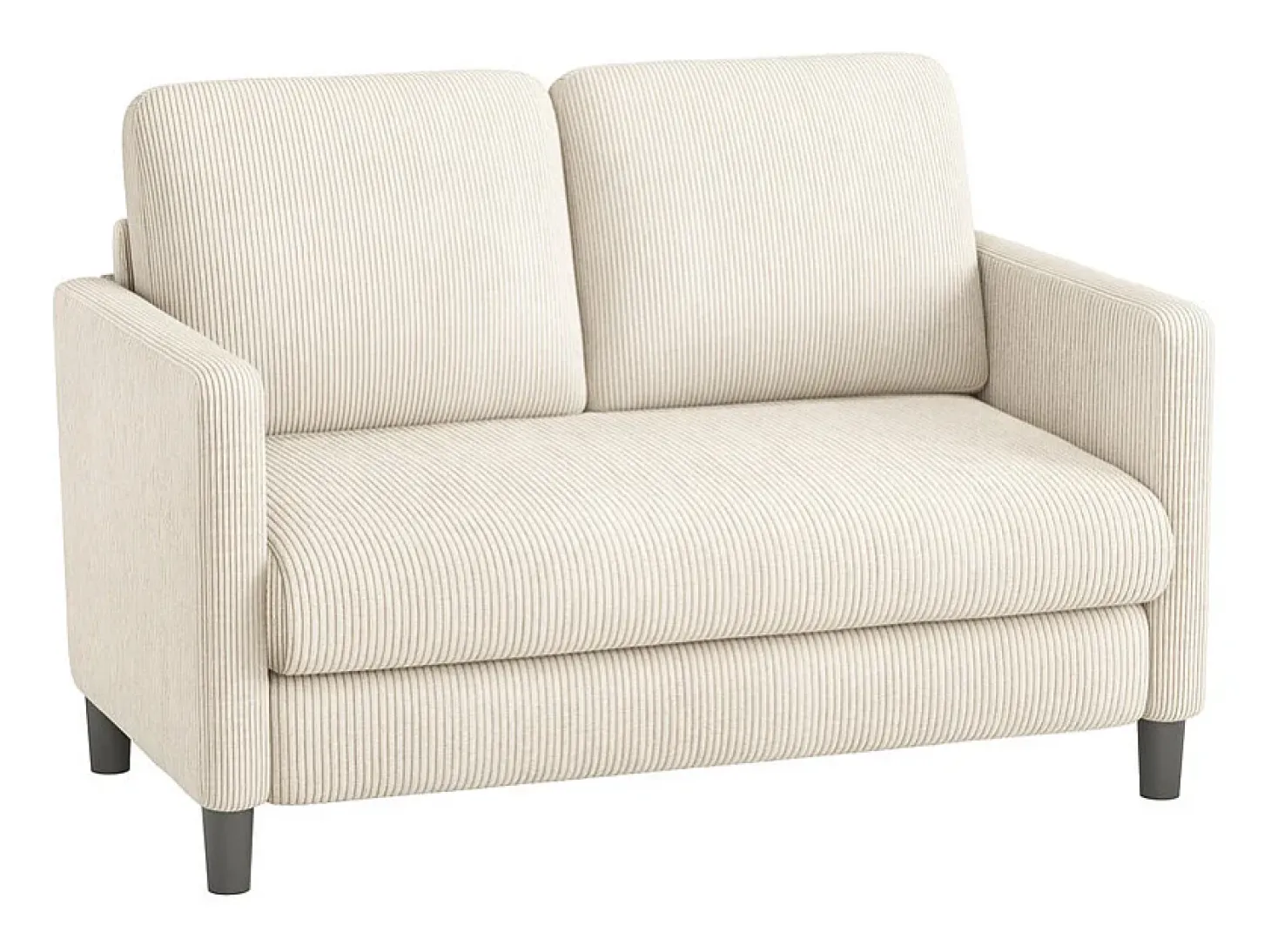 Sofá de 2 plazas cómodo en terciopelo acanalado Beige - 58cm de profundidad de asiento - carga máxima 300kg - 129x78x89cm